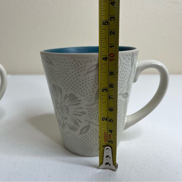 Noritake Stoneware Colorwave Turquoise Bloom Pattern Set 4 Coffee Mugs Cups Tea - Picture 9 of 10